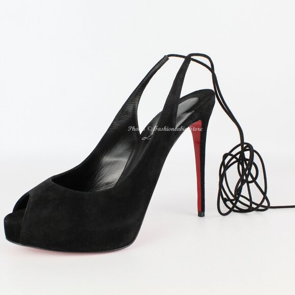 NEW Christian Louboutin Suede Peep-Toe Pumps - Picture 1 of 16